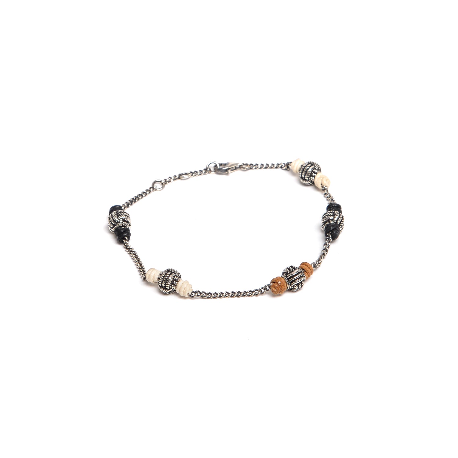 D'AMICO Bracciale Catenina + Palline Nodo Argento + Filo Cerato Offerta