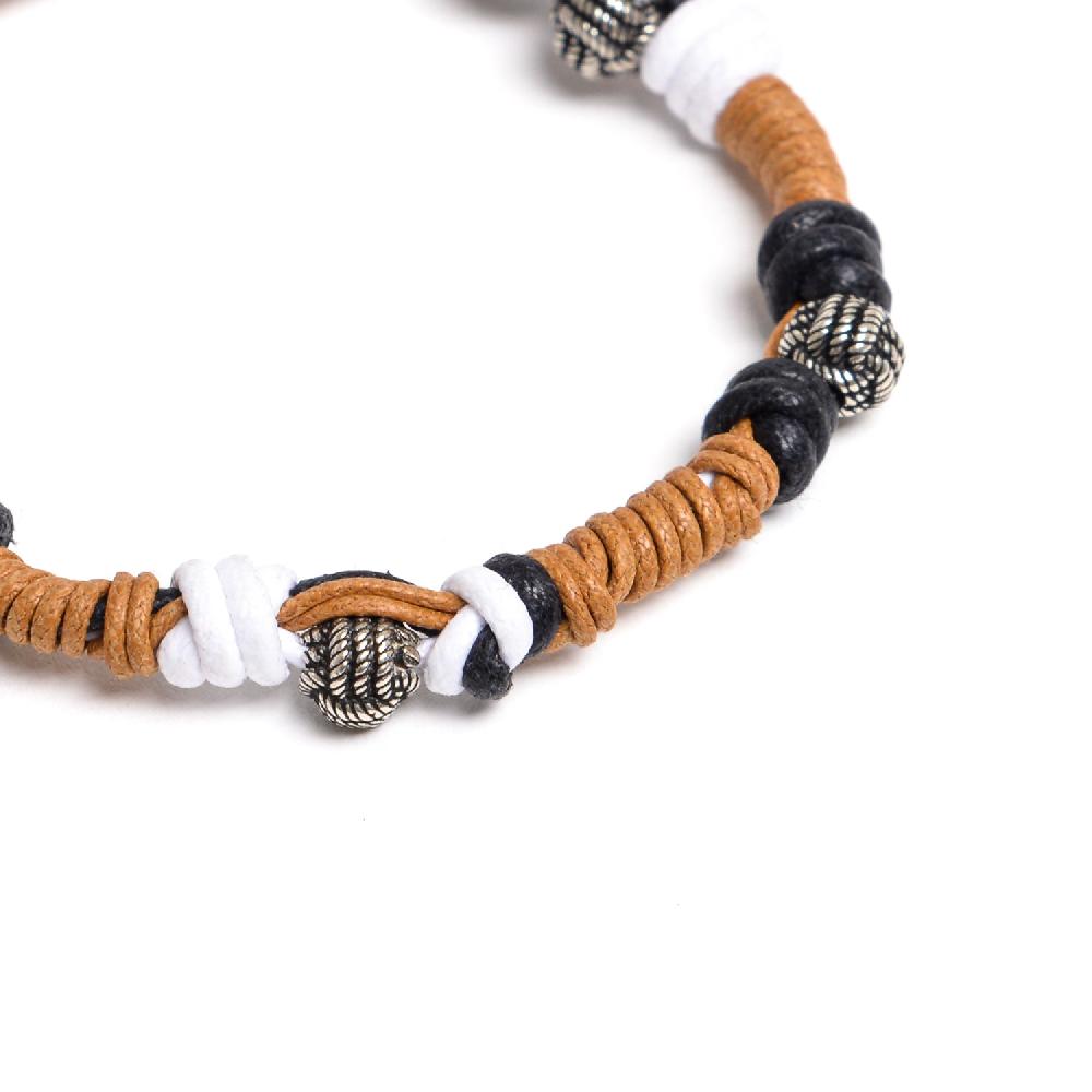 D'AMICO Bracciale Catenina Fili Cerati Annodati + Palline Nodo Offerta Pasqua