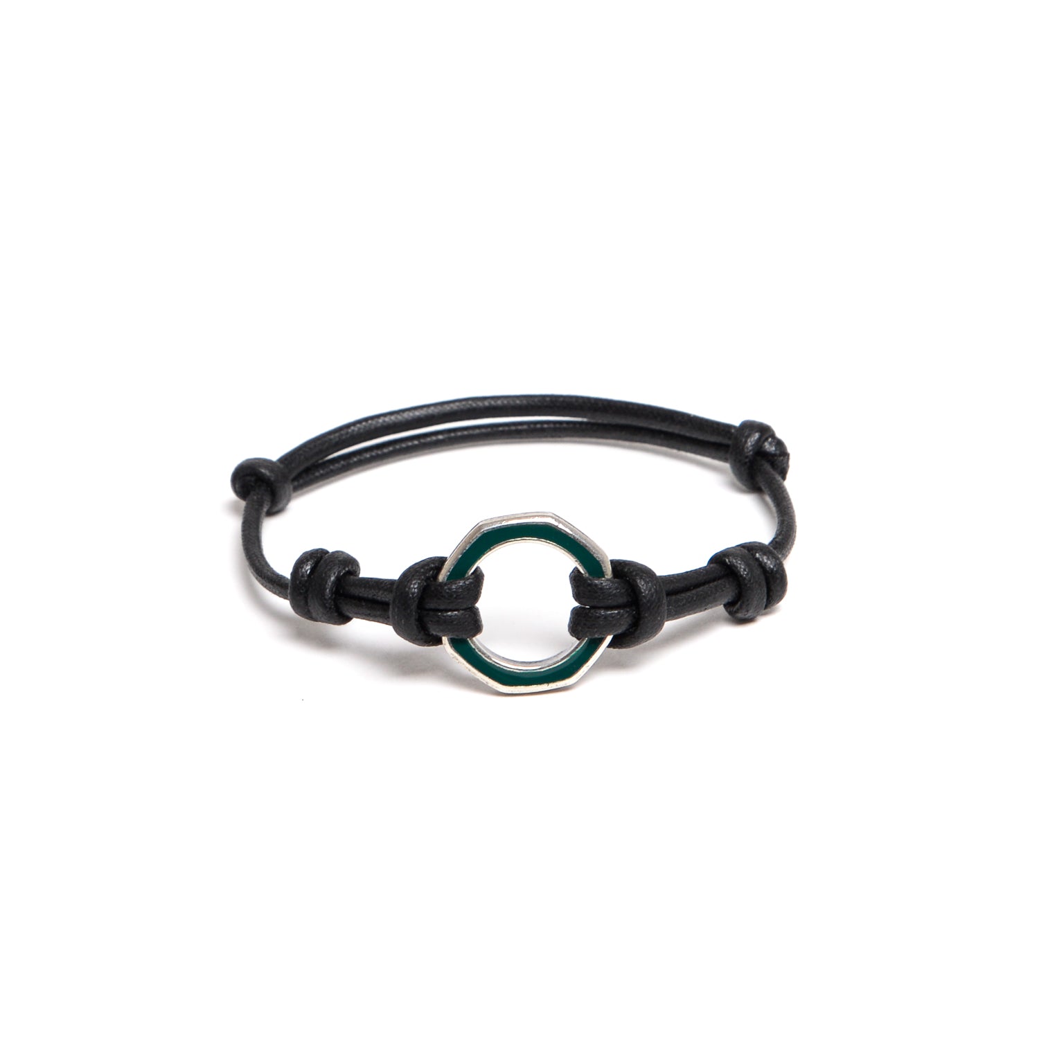 D'AMICO Bracciale Anelle Laccate Verdone + Cordone Cerato Testa Moro Smaltimento dello stoccaggio