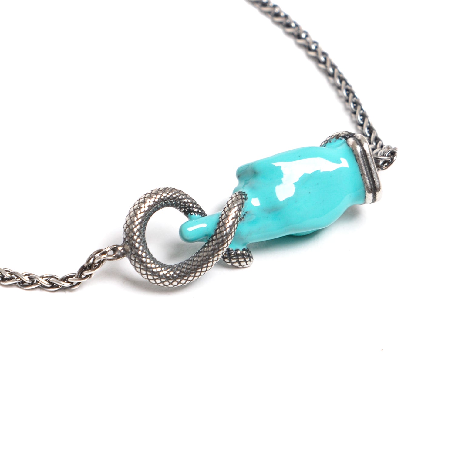 D'AMICO Bracciale Catenina con "Good Luck" Laccato Turchese Negozio