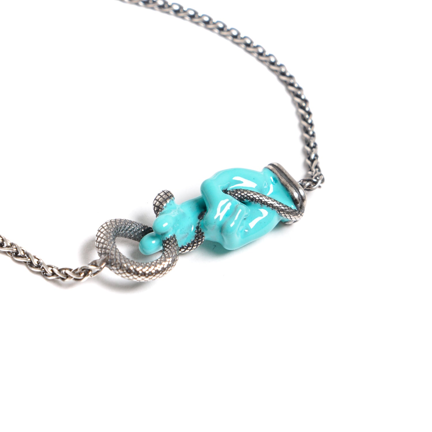 D'AMICO Bracciale Catenina con "Good Luck" Laccato Turchese Negozio