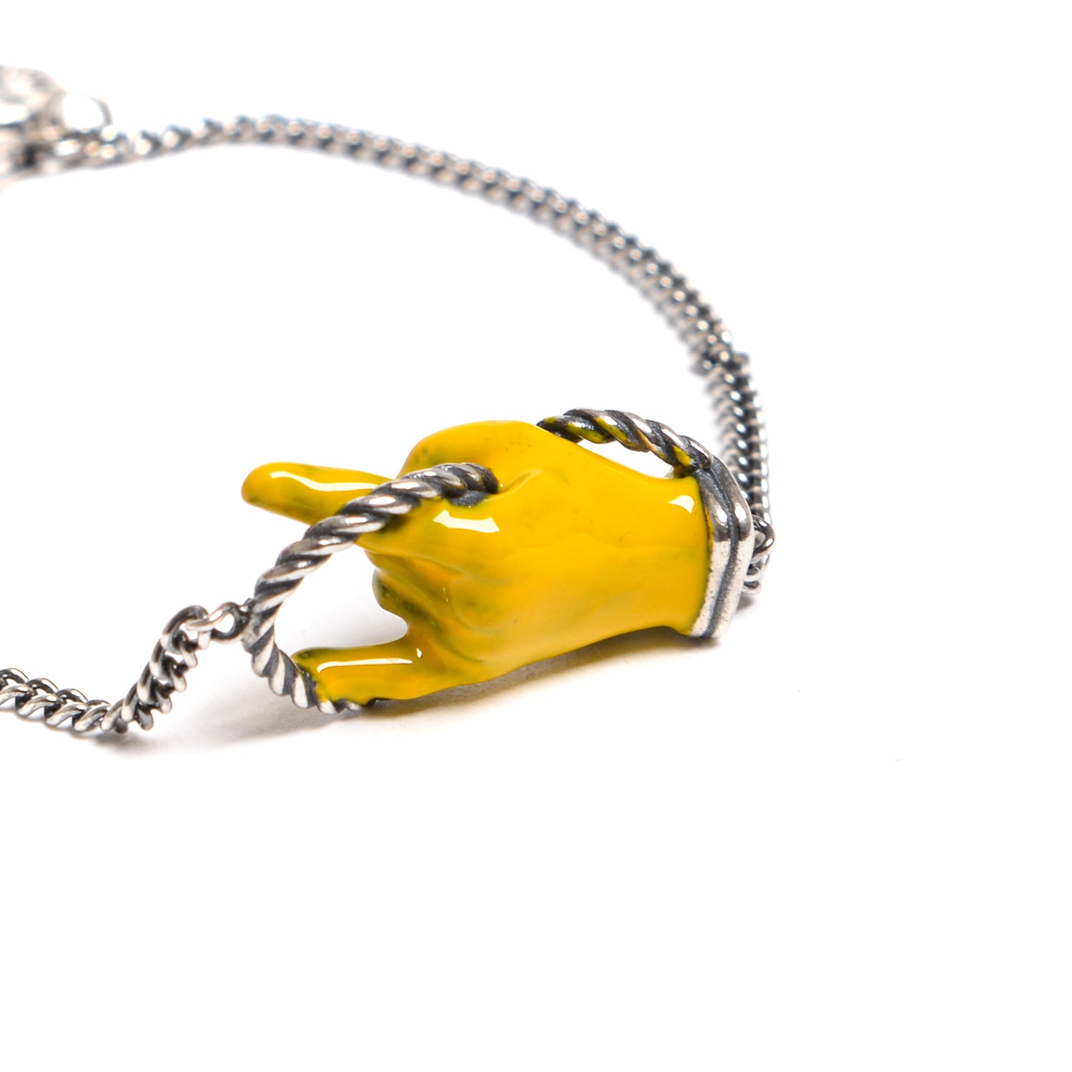 D'AMICO Bracciale Catenina con "Horn" Laccato Giallo In Saldo