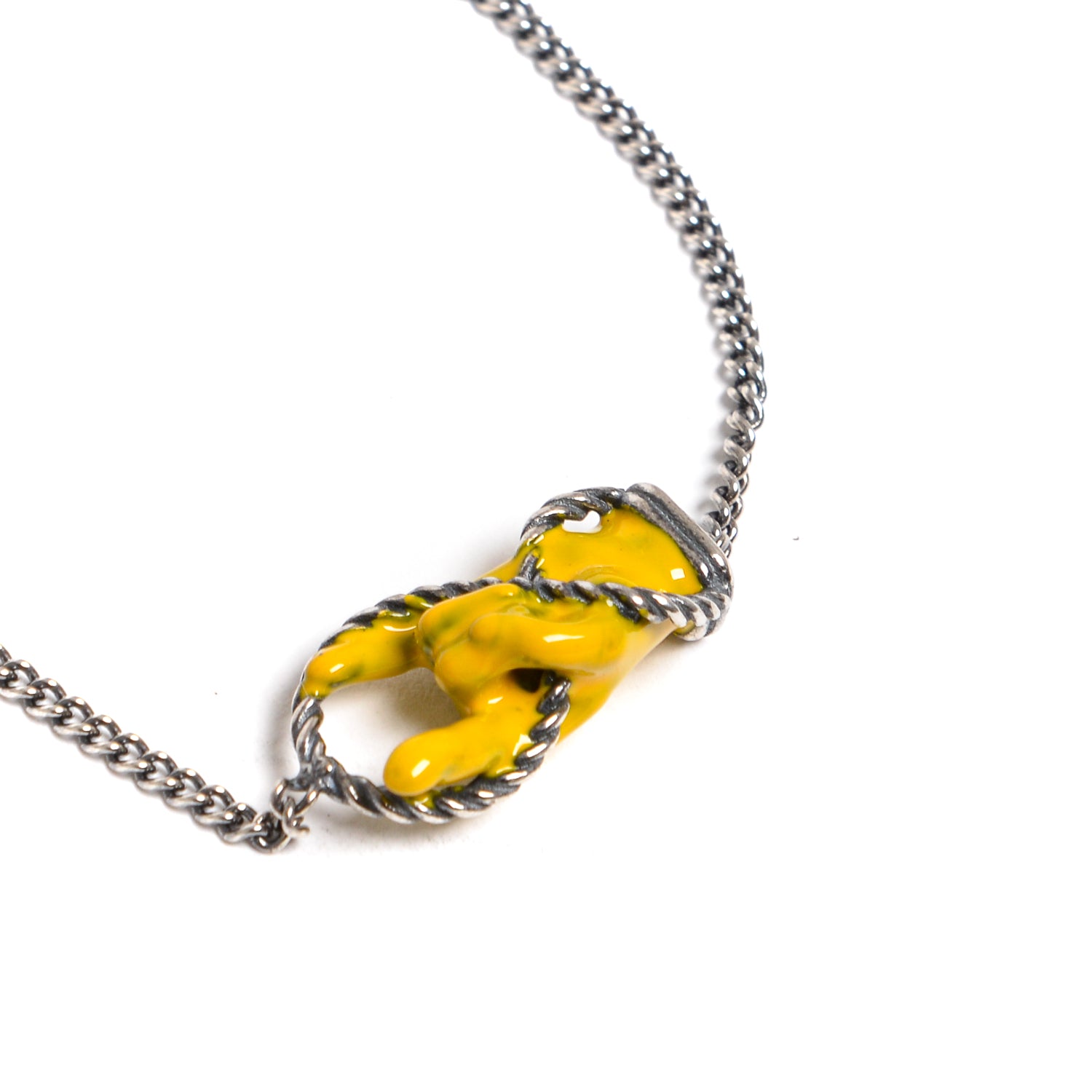D'AMICO Bracciale Catenina con "Horn" Laccato Giallo In Saldo