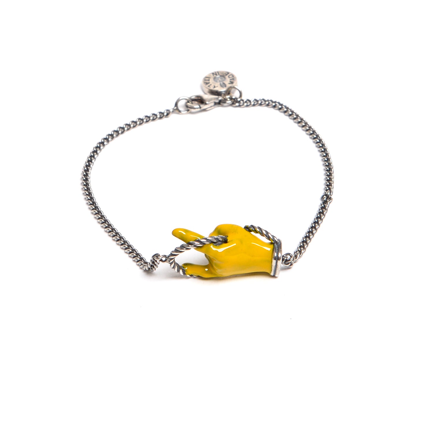 D'AMICO Bracciale Catenina con "Horn" Laccato Giallo In Saldo