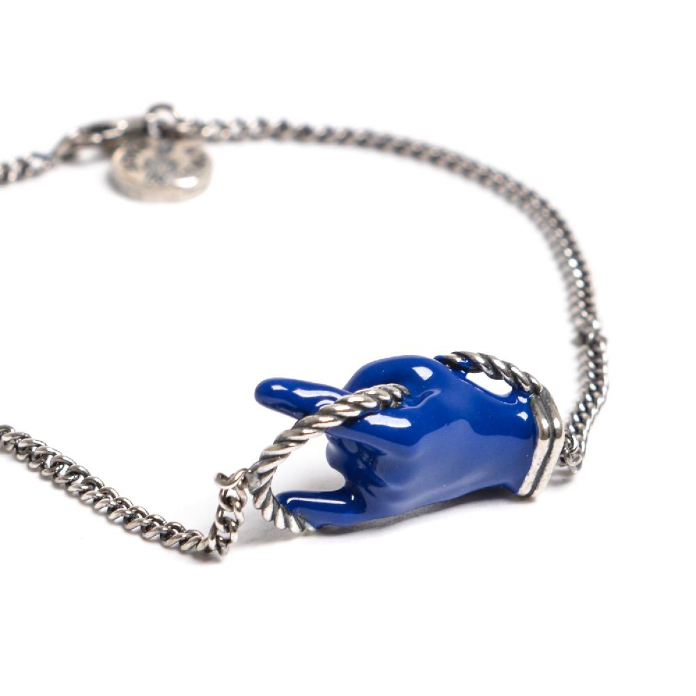 D'AMICO Bracciale Catenina con "Horn" Laccato Blu Nuova