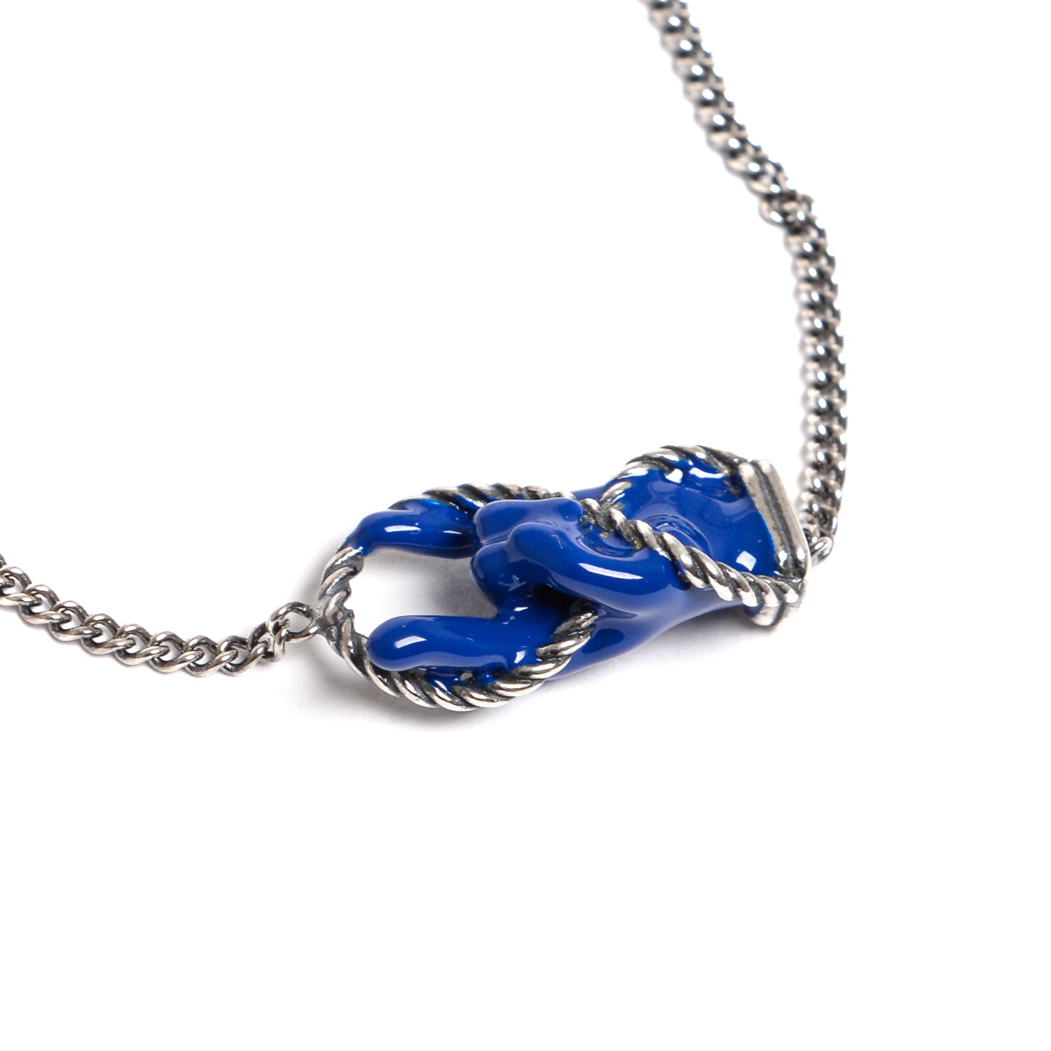 D'AMICO Bracciale Catenina con "Horn" Laccato Blu Nuova