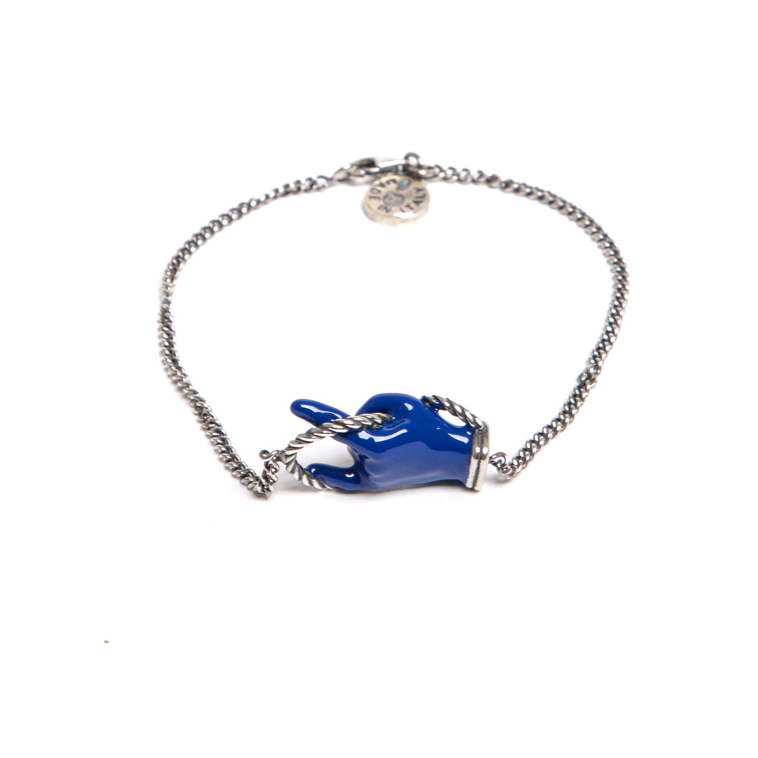D'AMICO Bracciale Catenina con "Horn" Laccato Blu Nuova