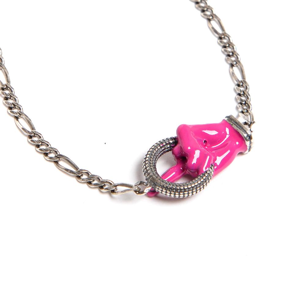D'AMICO Bracciale Catenina con "Fuck" Laccato Fucsia Moda