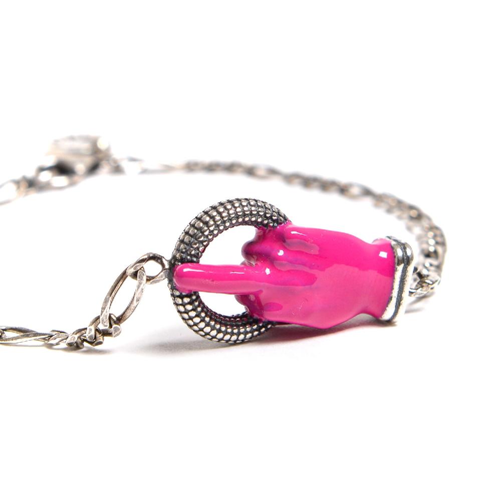 D'AMICO Bracciale Catenina con "Fuck" Laccato Fucsia Moda