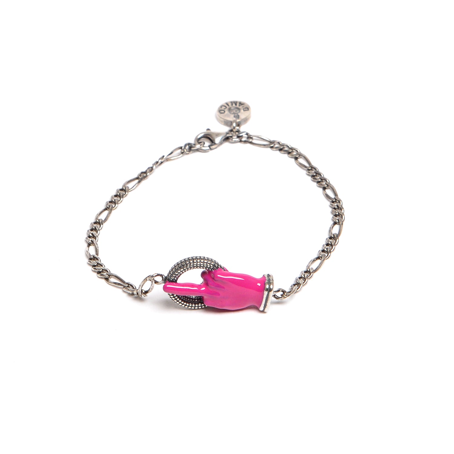 D'AMICO Bracciale Catenina con "Fuck" Laccato Fucsia Moda