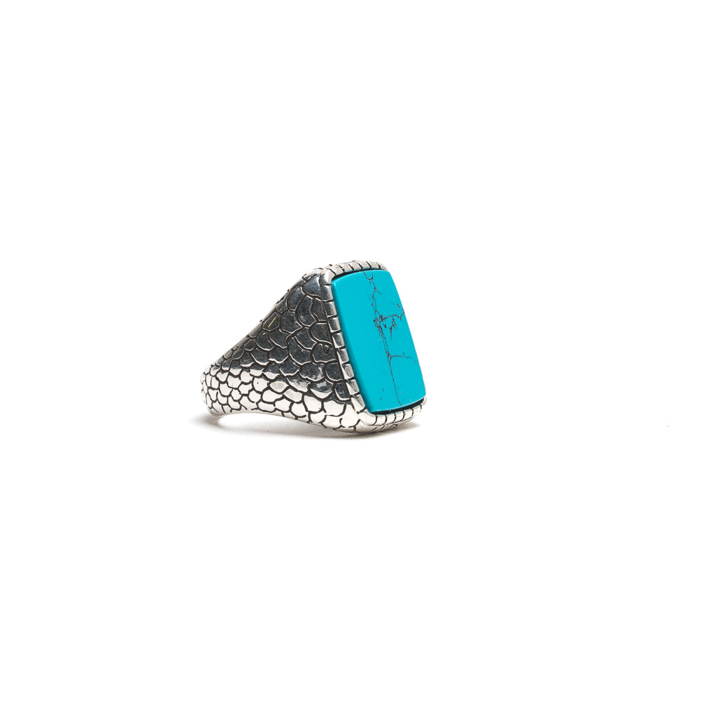 D'AMICO Anello Rettangolare Stampa Cocco + Turchese Promozione