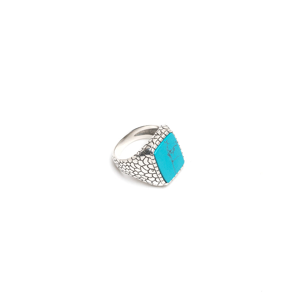 D'AMICO Anello Rettangolare Stampa Cocco + Turchese Promozione