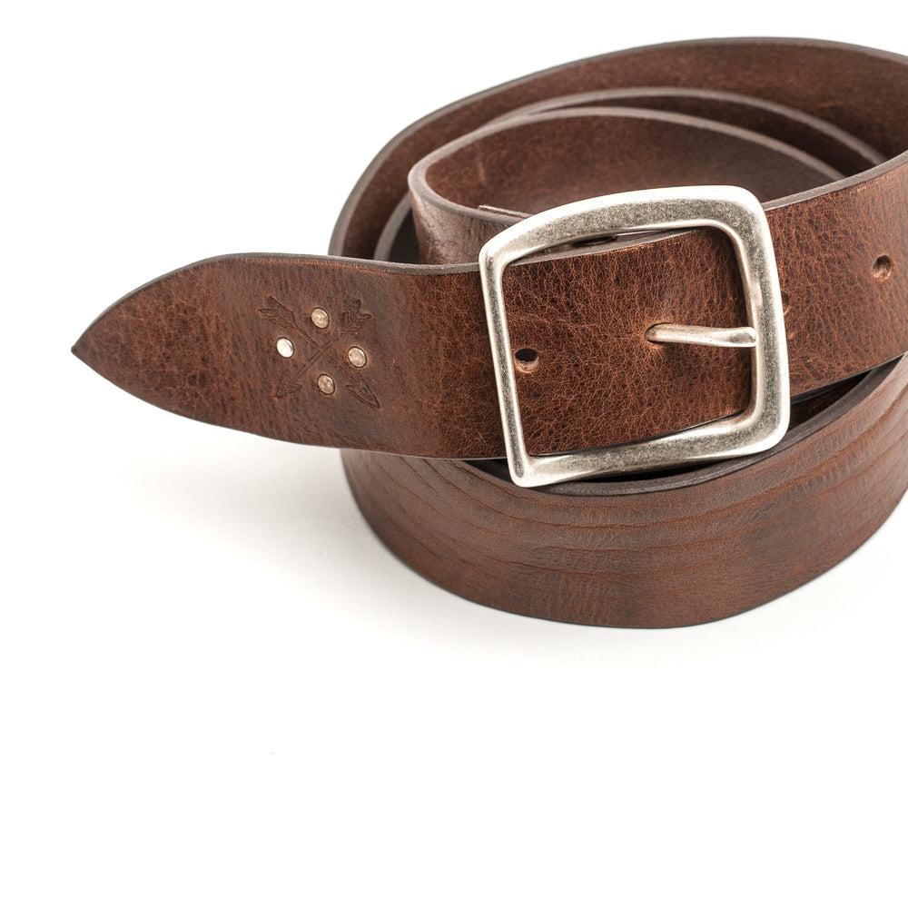 D'AMICO Cintura Cuoio Vintage Frecce + Borchie Presa