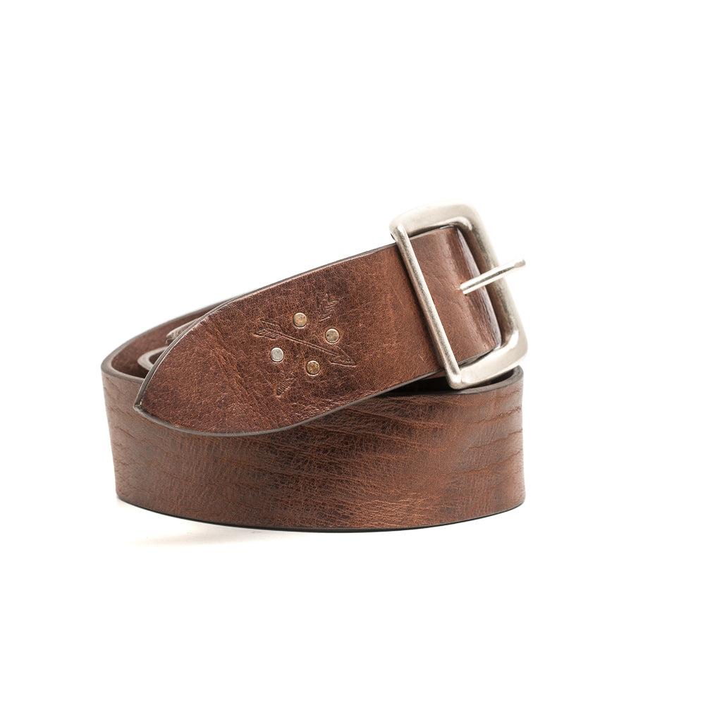 D'AMICO Cintura Cuoio Vintage Frecce + Borchie Presa