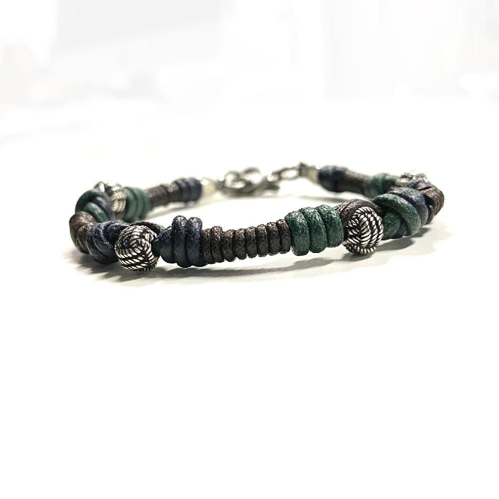 D'AMICO Bracciale Cotone Cerato + Palline Nodi