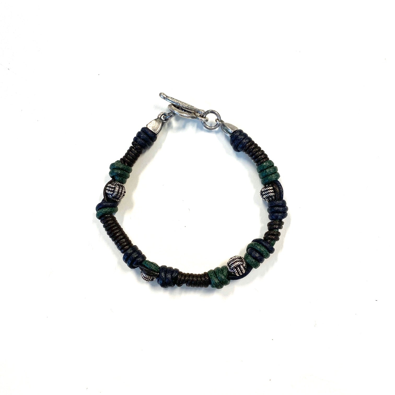 D'AMICO Bracciale Cotone Cerato + Palline Nodi Vendite Flash