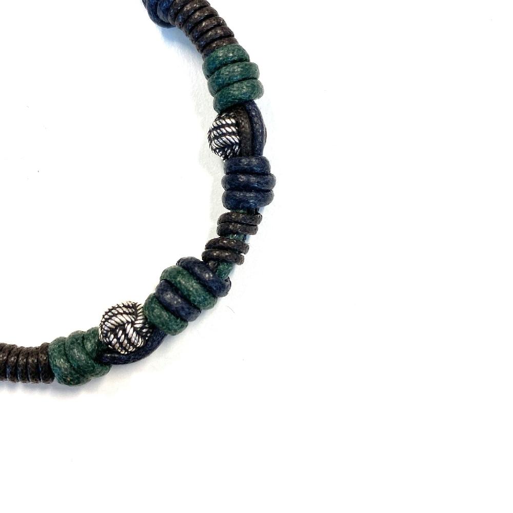 D'AMICO Bracciale Cotone Cerato + Palline Nodi Vendite Flash