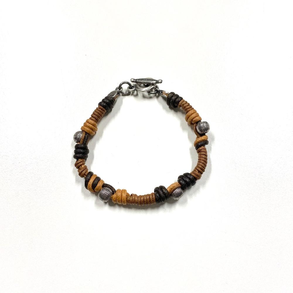 D'AMICO Bracciale Cotone Cerato + Palline Righe Negozio