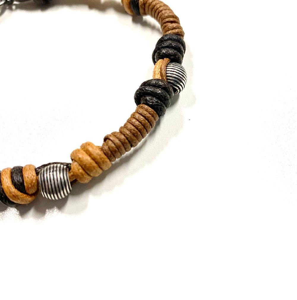 D'AMICO Bracciale Cotone Cerato + Palline Righe Negozio