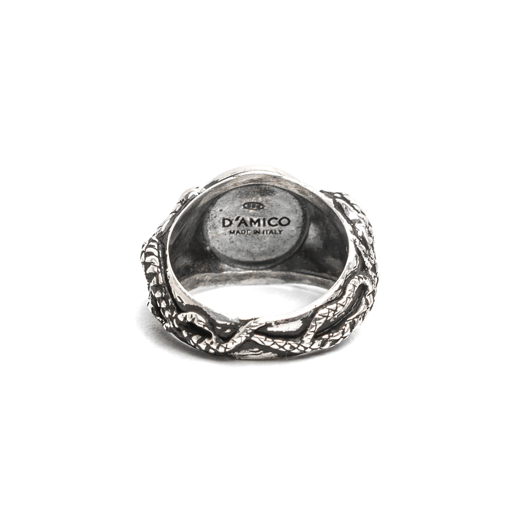 D'AMICO Anello Serpenti Intrecciati + Piastra Lucida Fino Al -60%