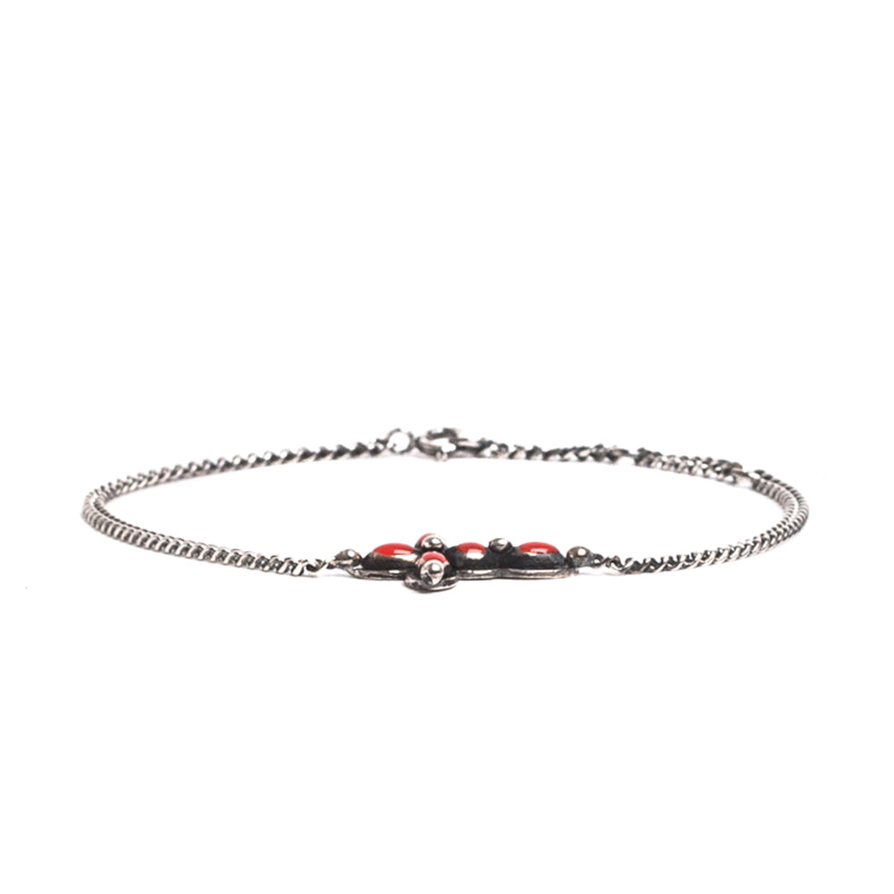 D'AMICO Bracciale Catenina + Croce Smaltata Corallo