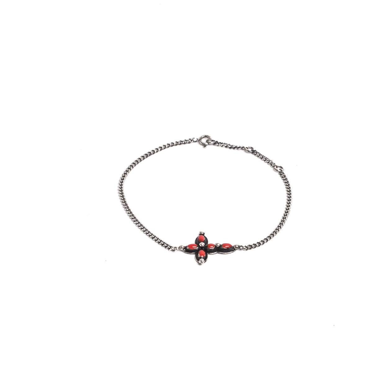 D'AMICO Bracciale Catenina + Croce Smaltata Corallo Affare Del Giorno