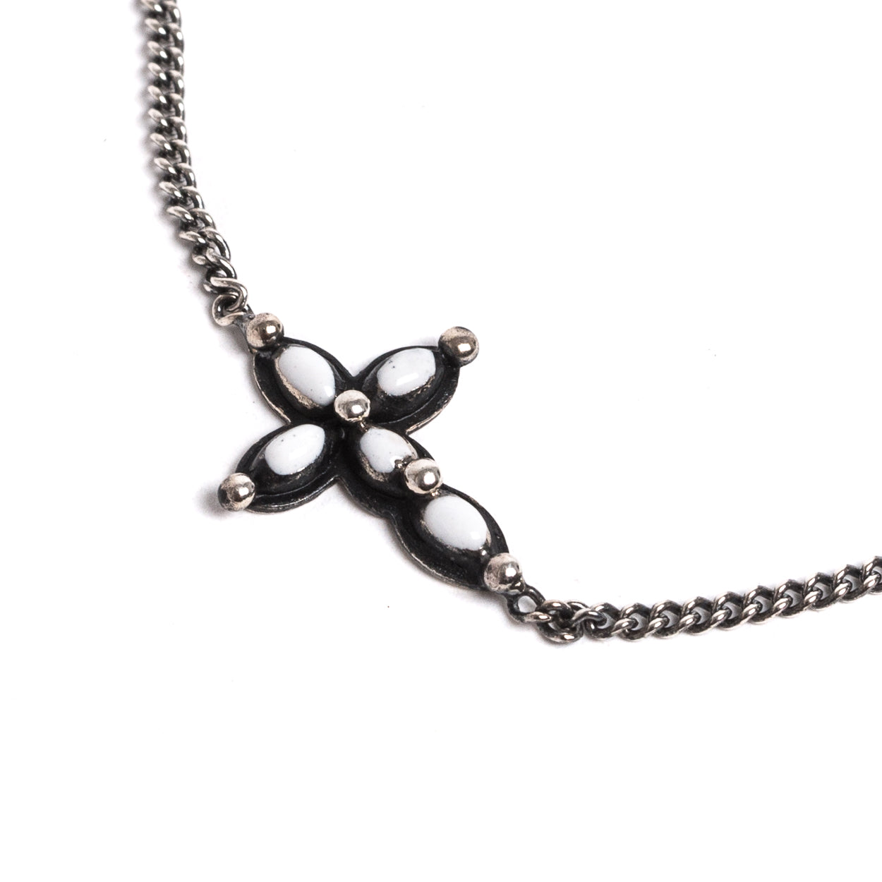 D'AMICO Bracciale Catenina + Croce Smaltata Avorio Prezzo Ridotto