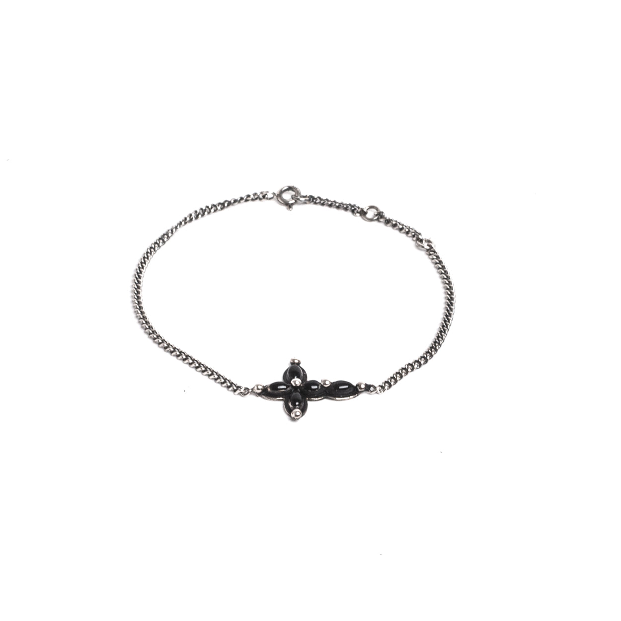 D'AMICO Bracciale Catenina + Croce Smaltata Nero Sottocosto