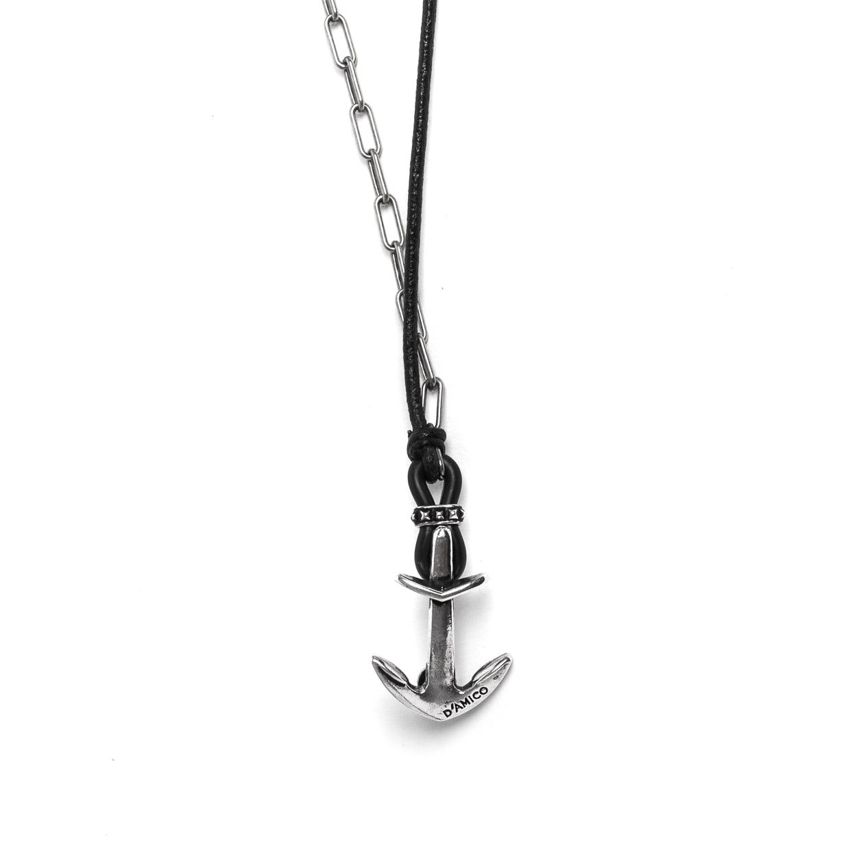 D'AMICO Bracciale Cuoio + Ancora e Catenine Online