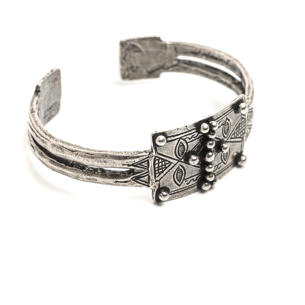 D'AMICO Bracciale Rigido Tuareg Piastra + Pallini Saldi Di Fabbrica