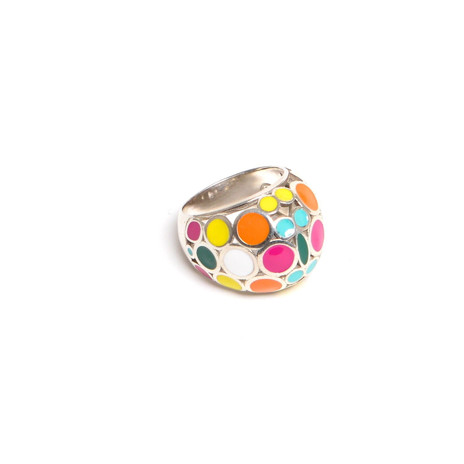 D'AMICO Anello Smalto Multicolor In Linea