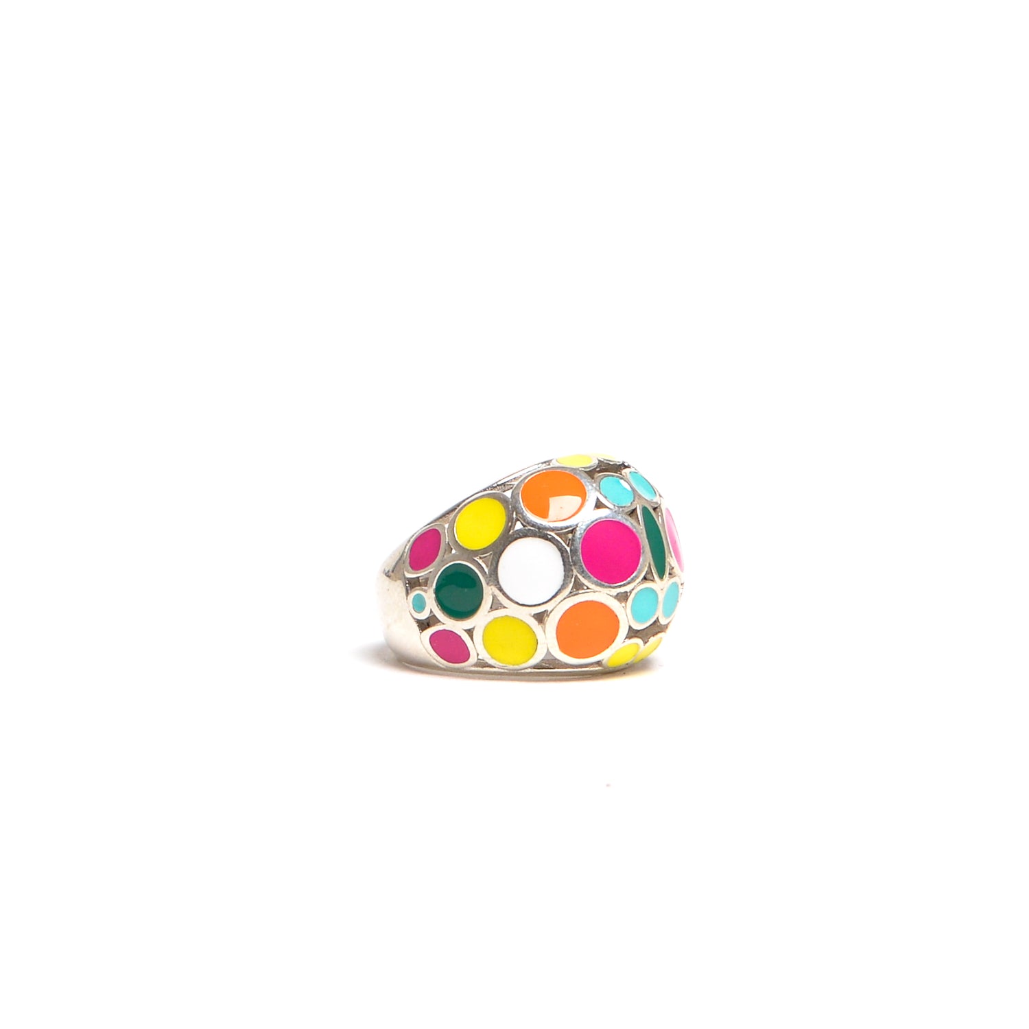 D'AMICO Anello Smalto Multicolor In Linea
