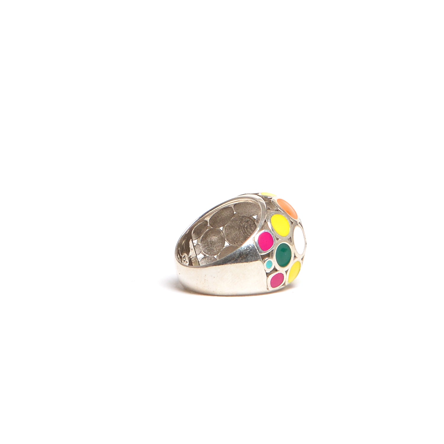 D'AMICO Anello Smalto Multicolor In Linea