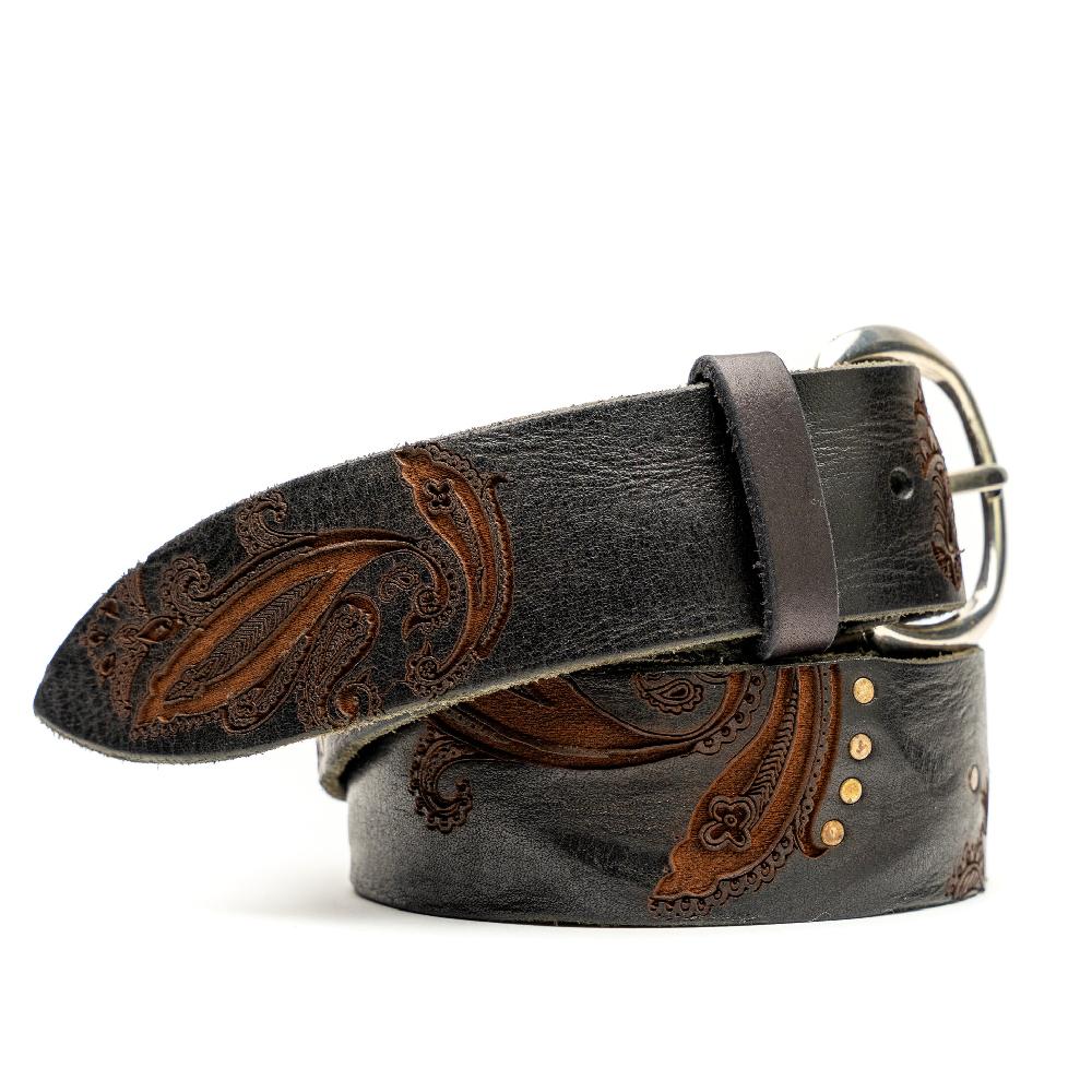 D'AMICO Cintura cuoio vintage Brown Laserato Pasley e Decorazioni Negozi Online