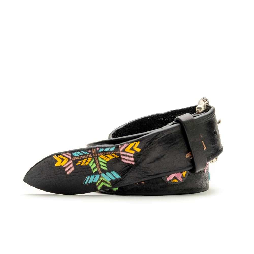 D'AMICO Cintura Cuoio Vintage Nero Ricamo Navajo Candy Acquista Ora