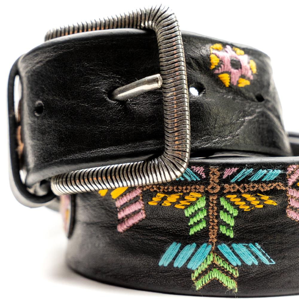 D'AMICO Cintura Cuoio Vintage Nero Ricamo Navajo Candy Acquista Ora