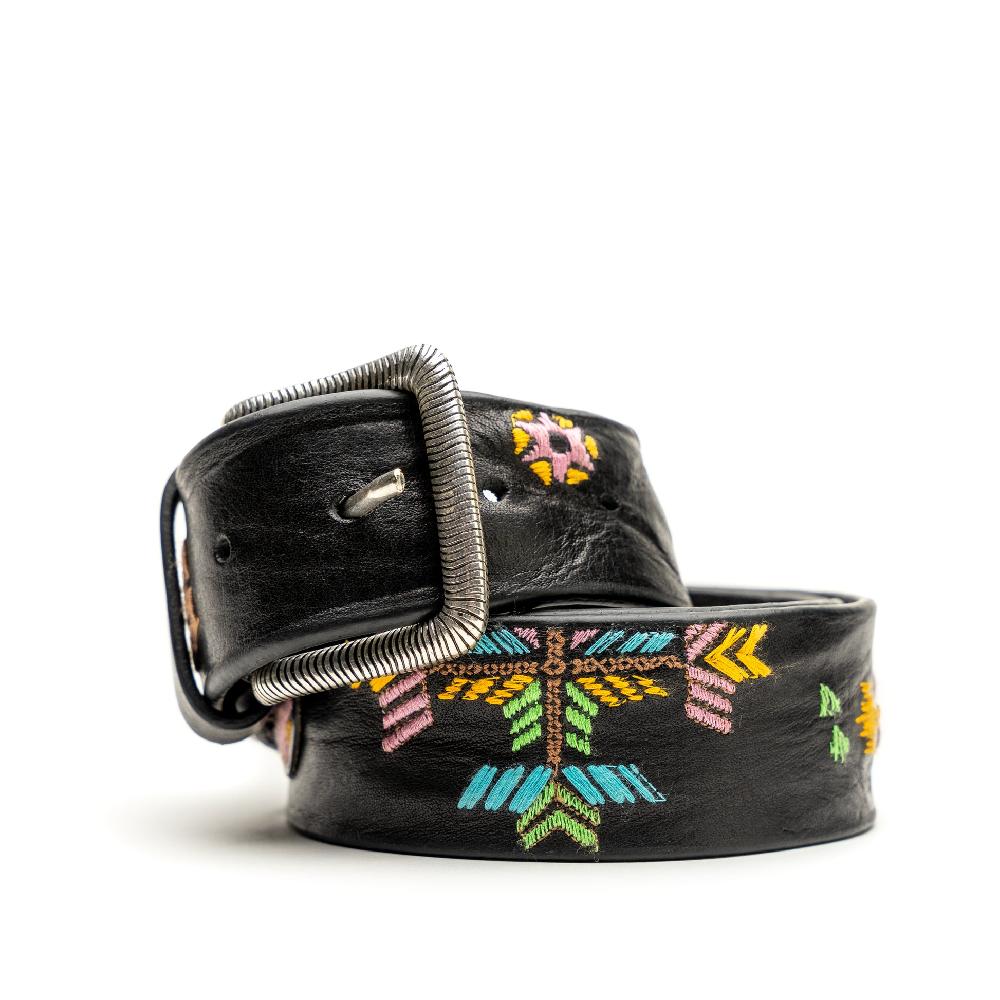 D'AMICO Cintura Cuoio Vintage Nero Ricamo Navajo Candy Acquista Ora