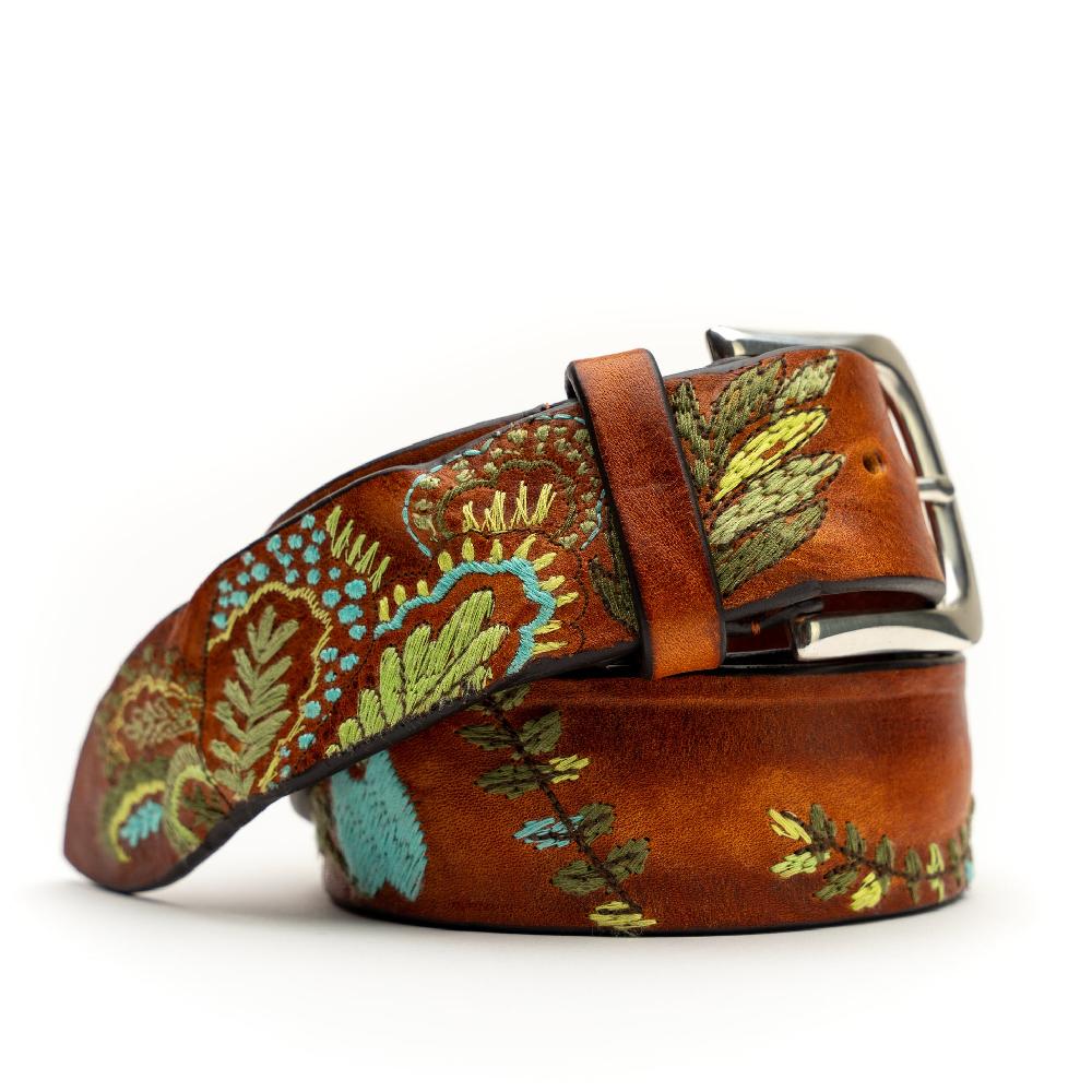 D'AMICO Cintura Cuoio Vintage Floral Turchese Promozione Limitata