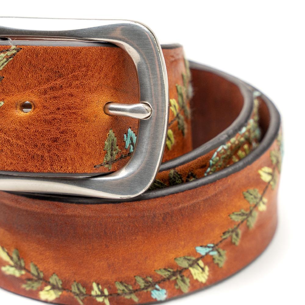 D'AMICO Cintura Cuoio Vintage Floral Turchese Promozione Limitata