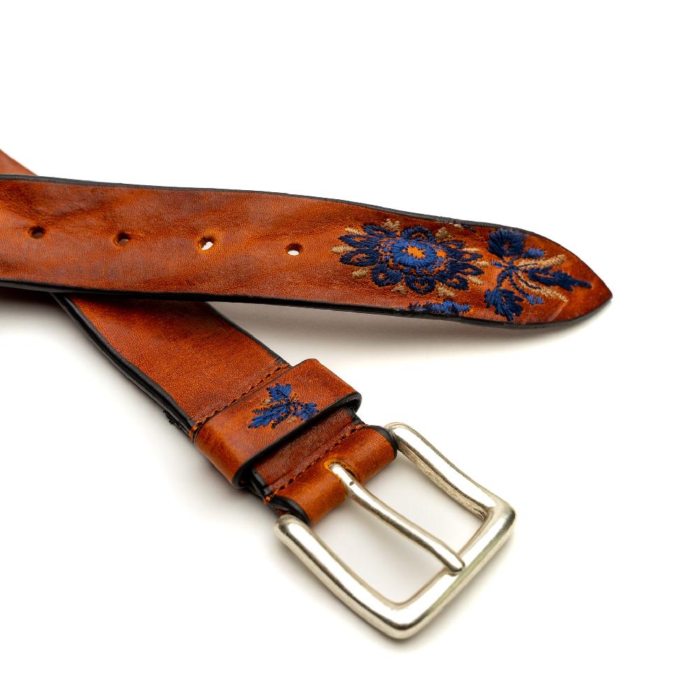D'AMICO Cintura Cuoio Vintage Floral Blue Fino Al -60%