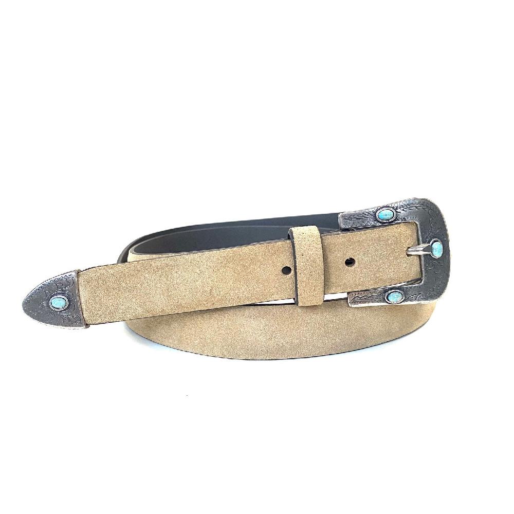 D'AMICO Cintura Camox Suede Fibbia Texas Turchesi Sconto
