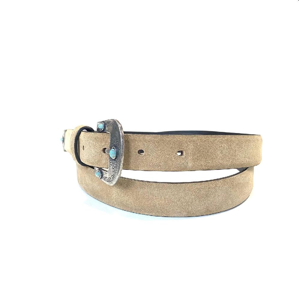 D'AMICO Cintura Camox Suede Fibbia Texas Turchesi Sconto