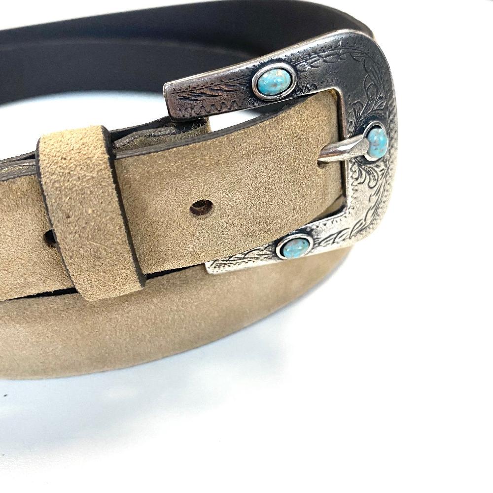 D'AMICO Cintura Camox Suede Fibbia Texas Turchesi Sconto