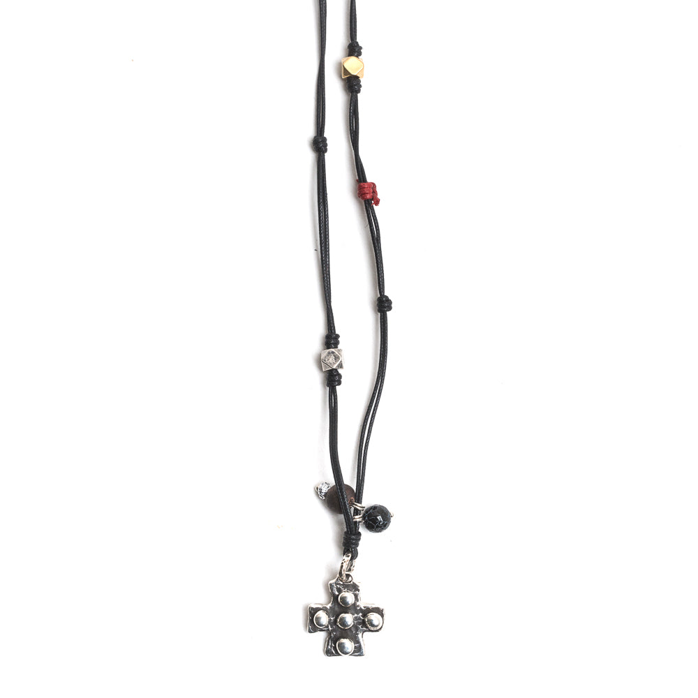 D'AMICO Collana Filo Cerato + Croce Medievale