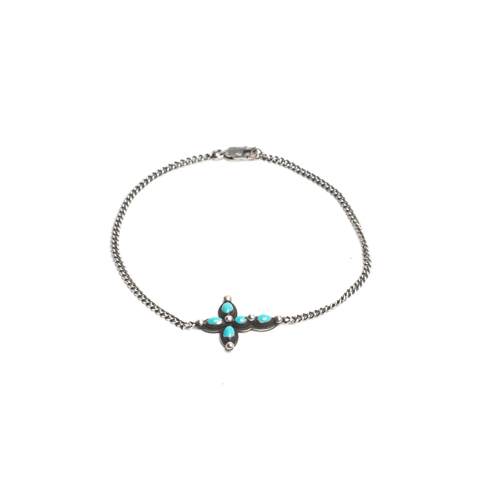 D'AMICO Bracciale Catenina + Croce Smaltata Turchese Shopping Online