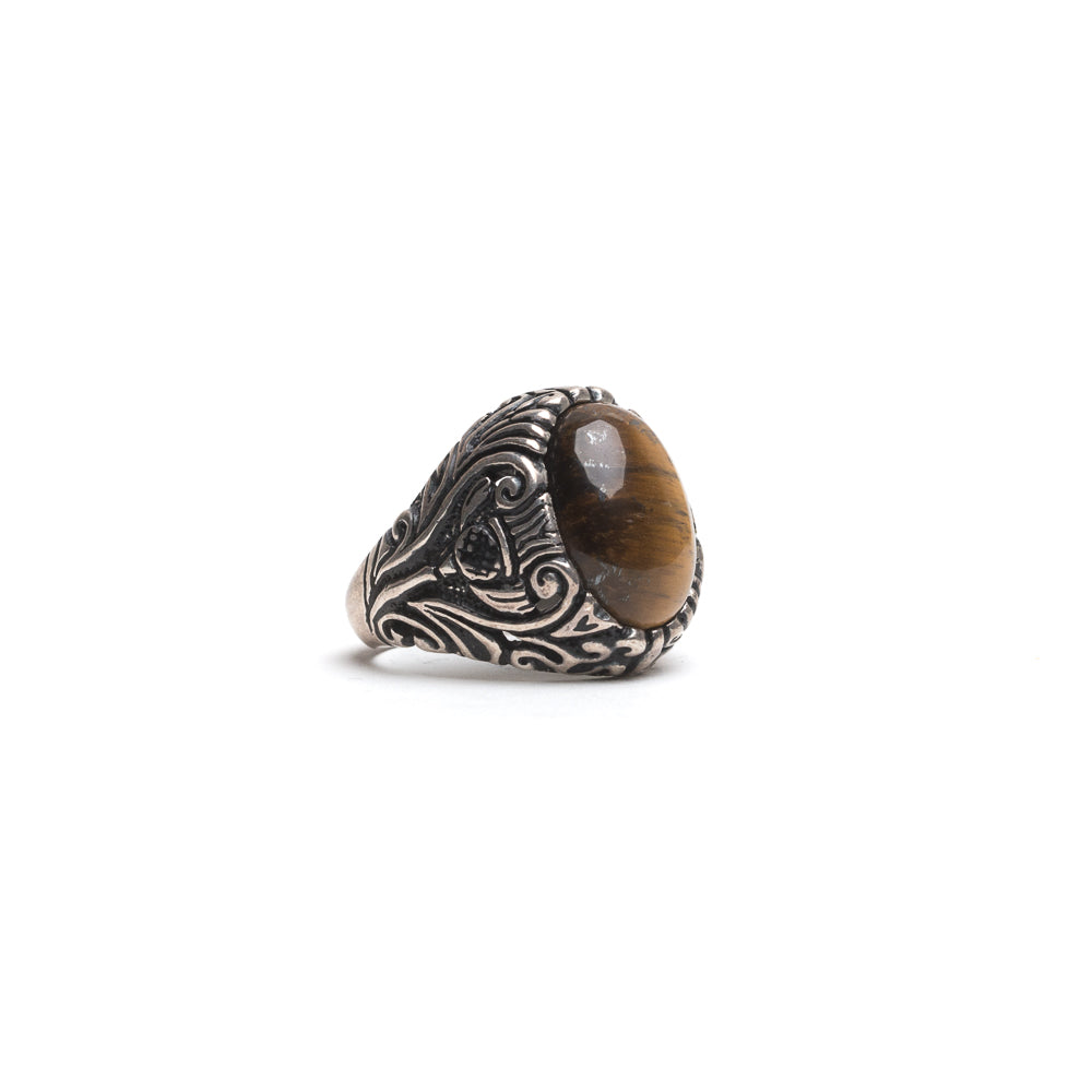D'AMICO Anello Ovale Floreale + Occhio di Tigre Saldi