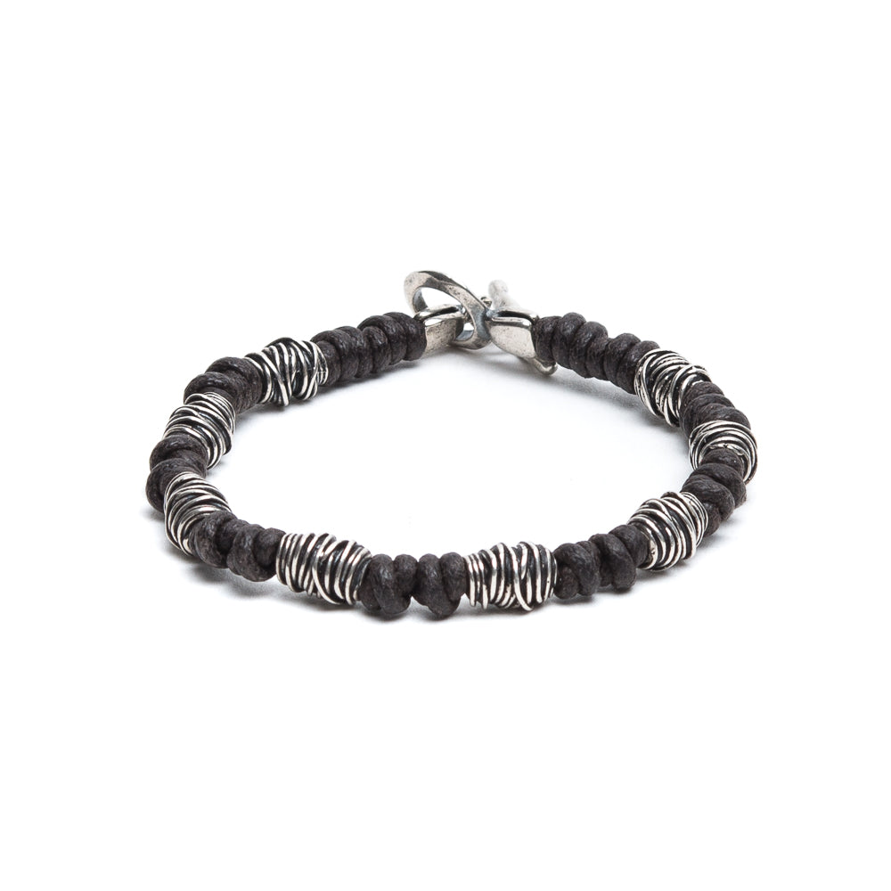 D'AMICO Bracciale Cotone Cerato + Argento 925 Testa Moro Vendita Economica