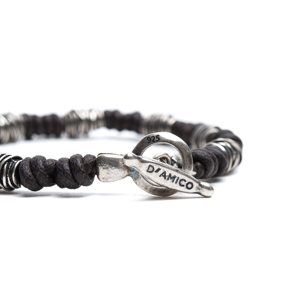D'AMICO Bracciale Cotone Cerato + Argento 925 Testa Moro Vendita Economica