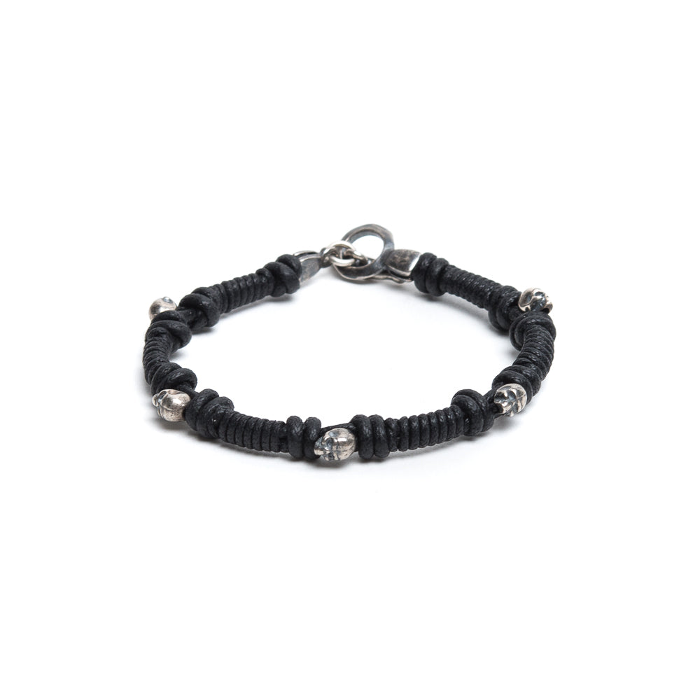D'AMICO Bracciale Cotone Cerato + Teschietti Argento 925 Vendite Flash