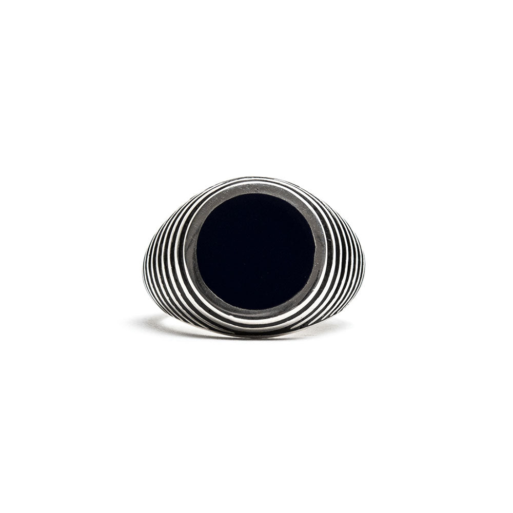 D'AMICO Anello Rigato con Lacca Blu